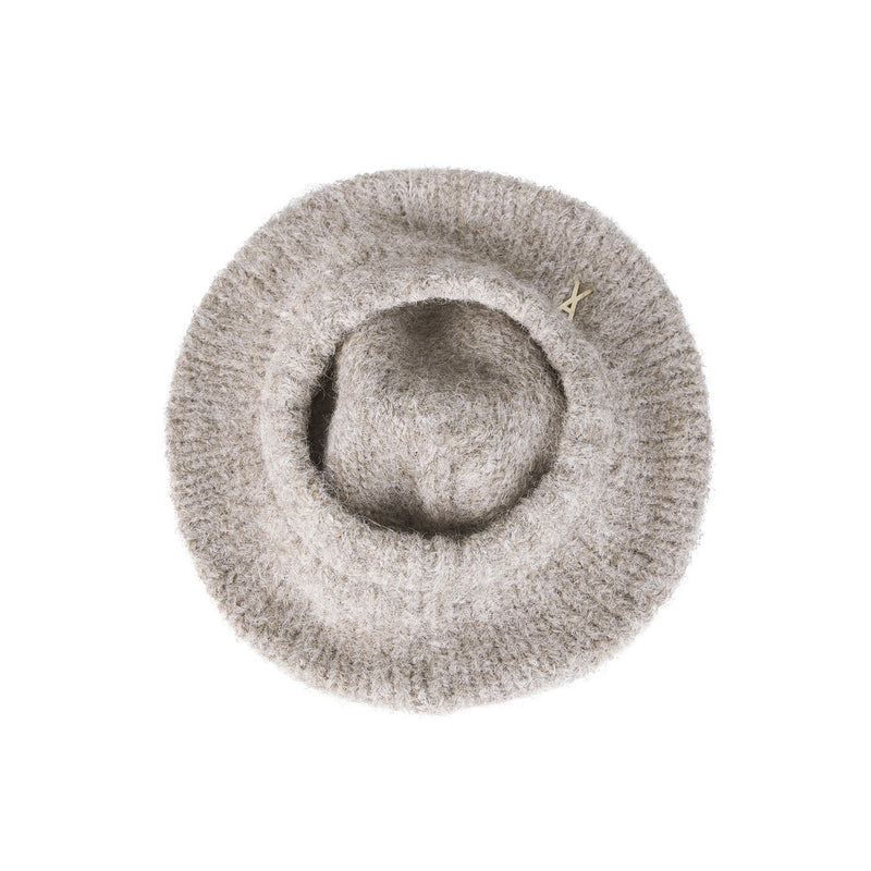 スタッズロゴウールニットベレー帽/Stud Logo Wool Knit Beret Mocha