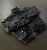 ハイネックボンバーレザージャケット / High-Neck Bomber Leather Jacket