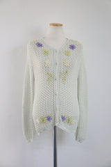 FLORAL EMBROIDERY LOOSE CARDIGAN(IVORY, PINK, GREEN 3COLORS!) (6555996225654)