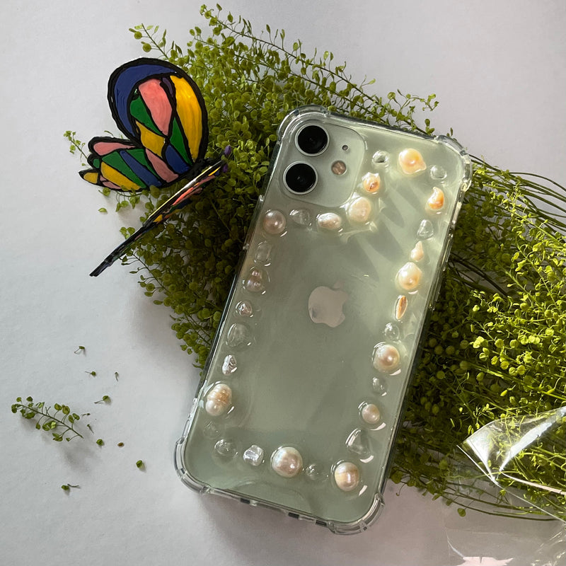 フレッシュウォーターパールレジンフォンケース/Fresh water pearl Resin Phone Case