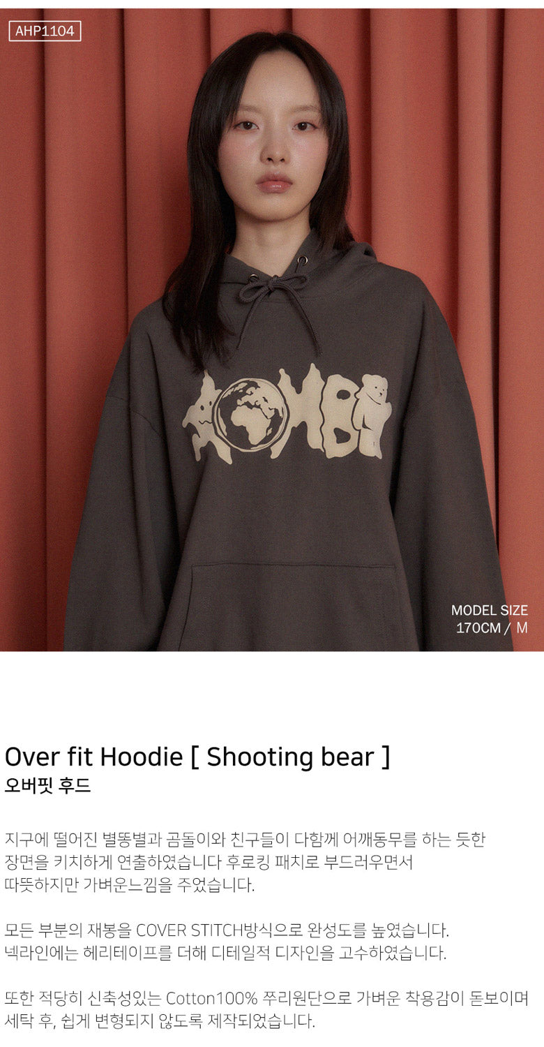 AMBLER 男女共用 Shooting bear オーバーフィット フード Tシャツ AHP1104