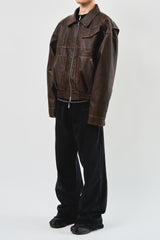 Hand Washed Leather Blouson (2color)