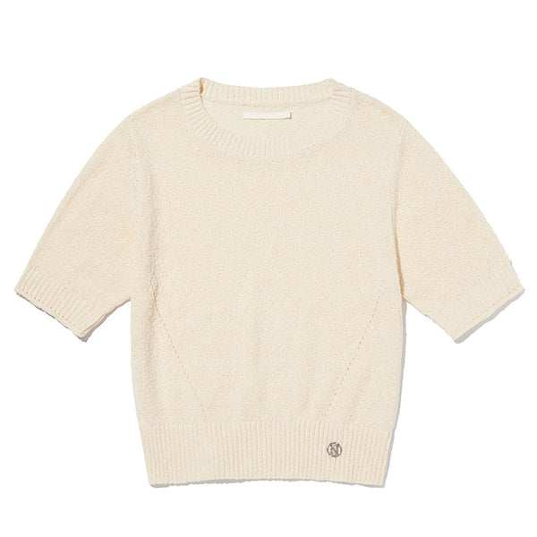 COLLECTION HALF SLEEVE CROP KNIT [IVORY]