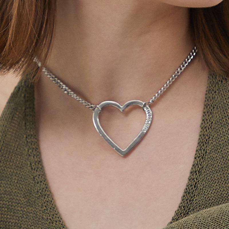 GV HEART RING NECKLACE (SILVER) (6568507277430)