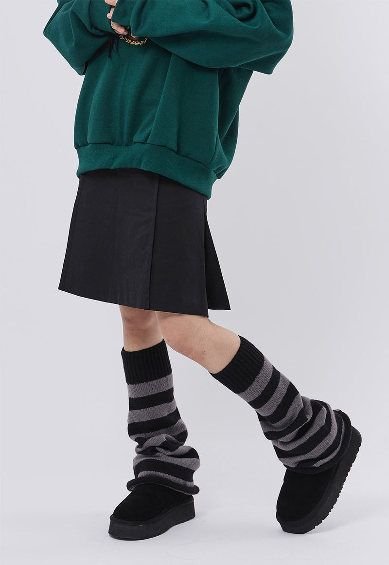 ストライプニットレッグウォーマー/Stripe knit leg warmer