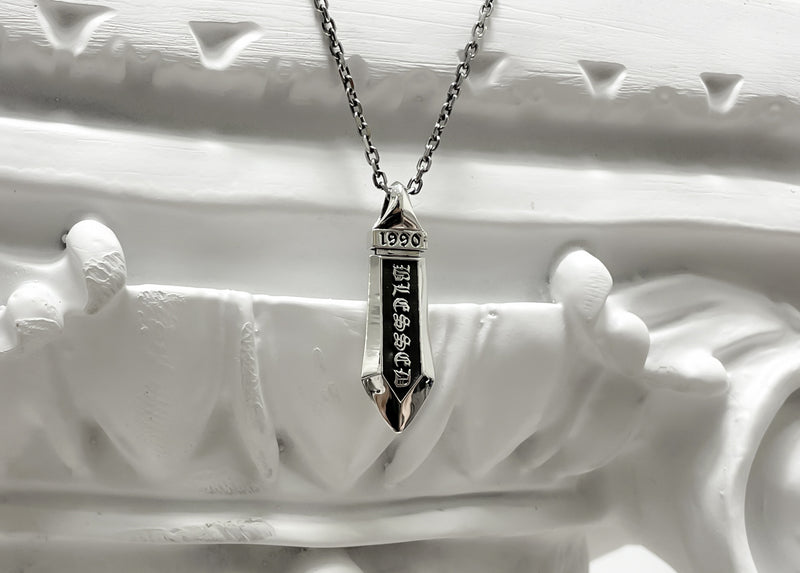 [BLESSEDBULLET]logo knife motive chain necklace_silver925 (6584688607350)
