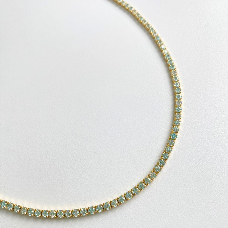 [ Silver 925 ] Gold Color Tennis Necklace (6660818403446)