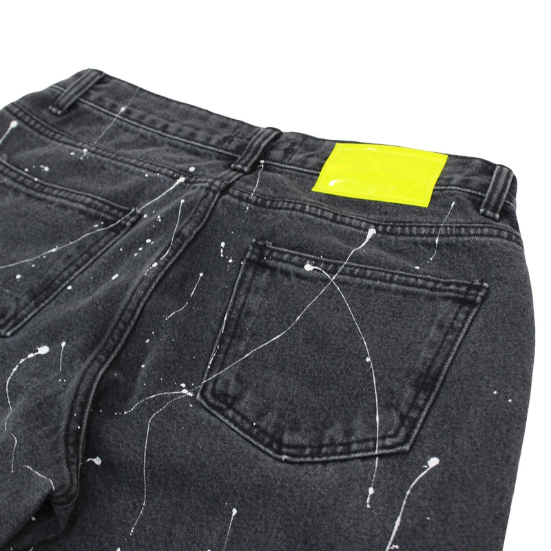 painting reflect wide denim pants (washed black) (6694372900982)