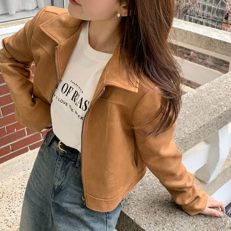 [Domestic/Good Fabric] suede cropped jacket