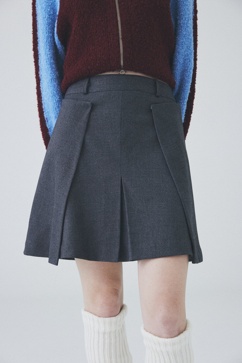 ダブルラップミニプリーツスカート / Double Lap Mini Pleated Skirt [Grey]