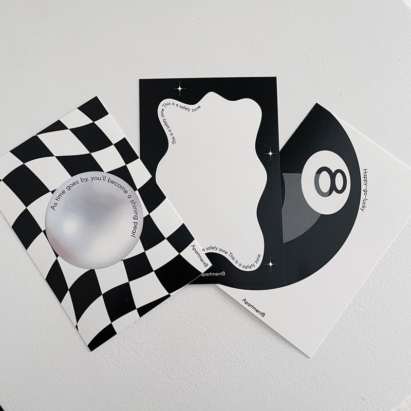 Black and white interior postcards_Pearl on checkerboard (6682577109110)