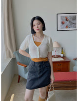 2ボタンデニムスカート / two-button black denim skirt