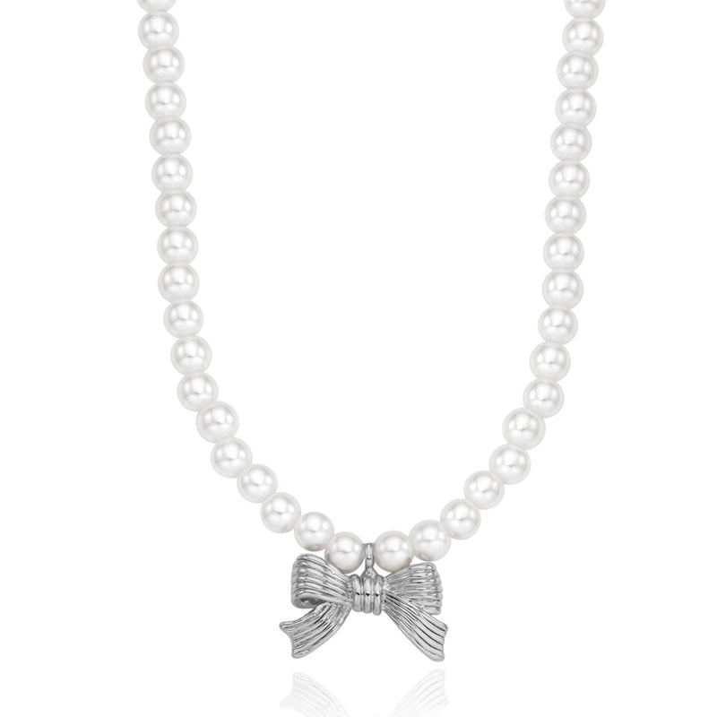 classic ribbon pearl necklace