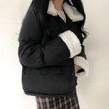 シェルパフリースカラーアンドカフパッディッドジャケット / Sherpa Fleece Collar and Cuff Padded Jacket