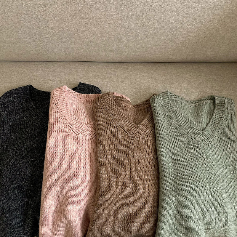 パフVネックニット/[4color/loose fit] puff V-neck knit