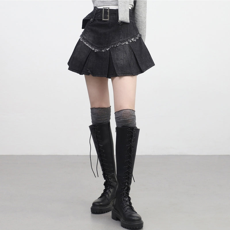 ナップルダメージプリーツスカート / Napple damage pleated skirt