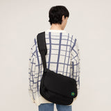 [UNISEX] Green Flower Embroidery Cross Messenger Bag_Black (6658854551670)