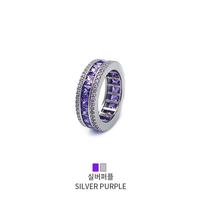 AAAダイヤクリスタル3ラインリングシルバーパープル / [BLACKLABEL] AAA DIA Crystal 3-line ring silver purple