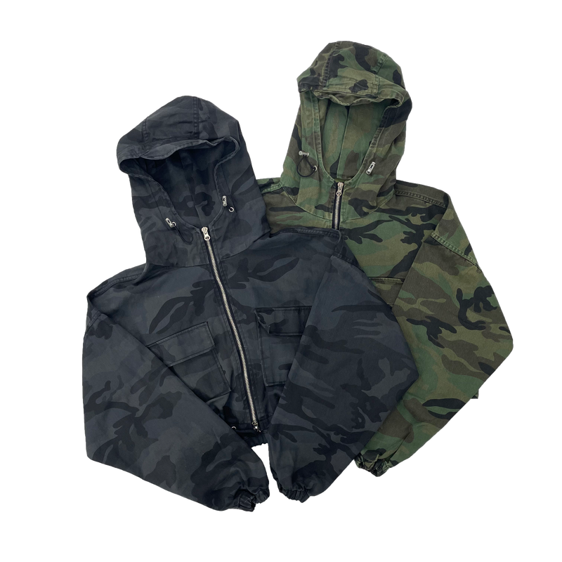 Military Camouflage Cropped Hooded Jumper