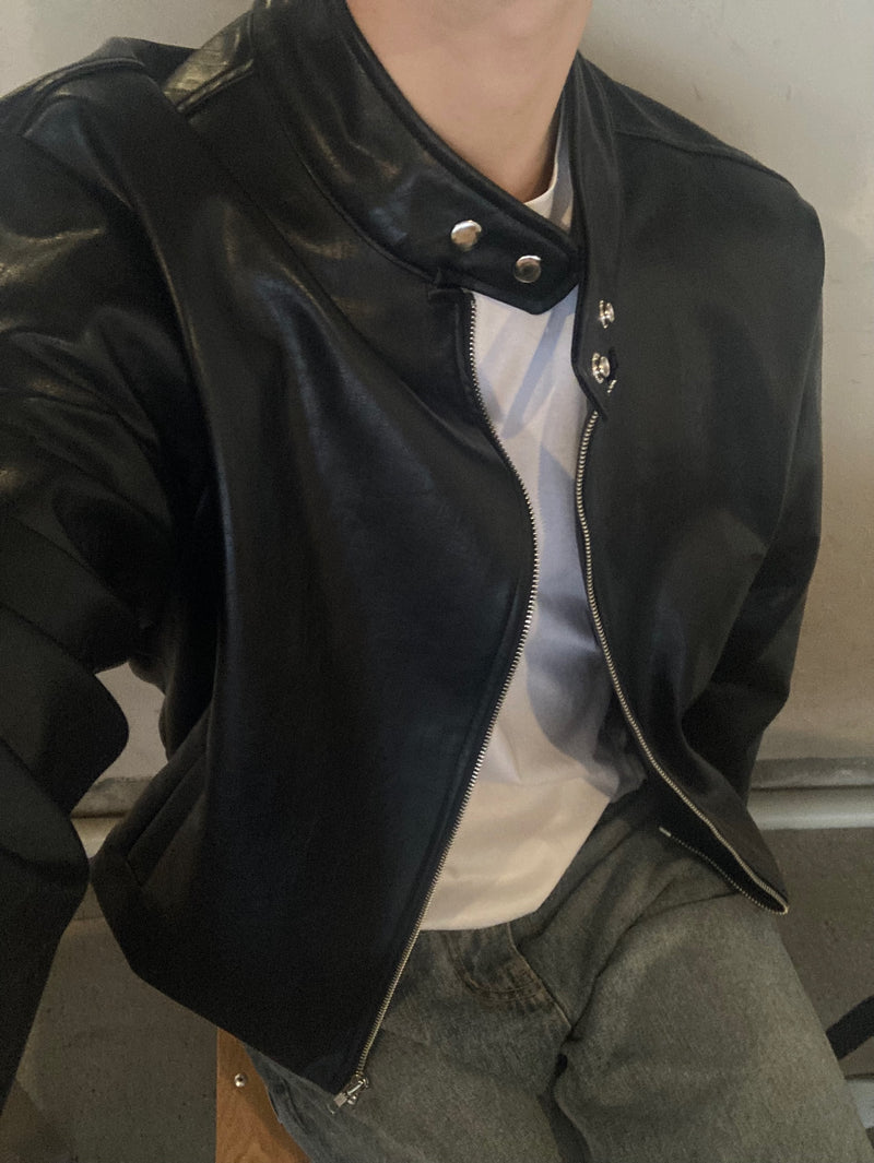 クラックバイカーレザージャケット / Crack biker leather jacket