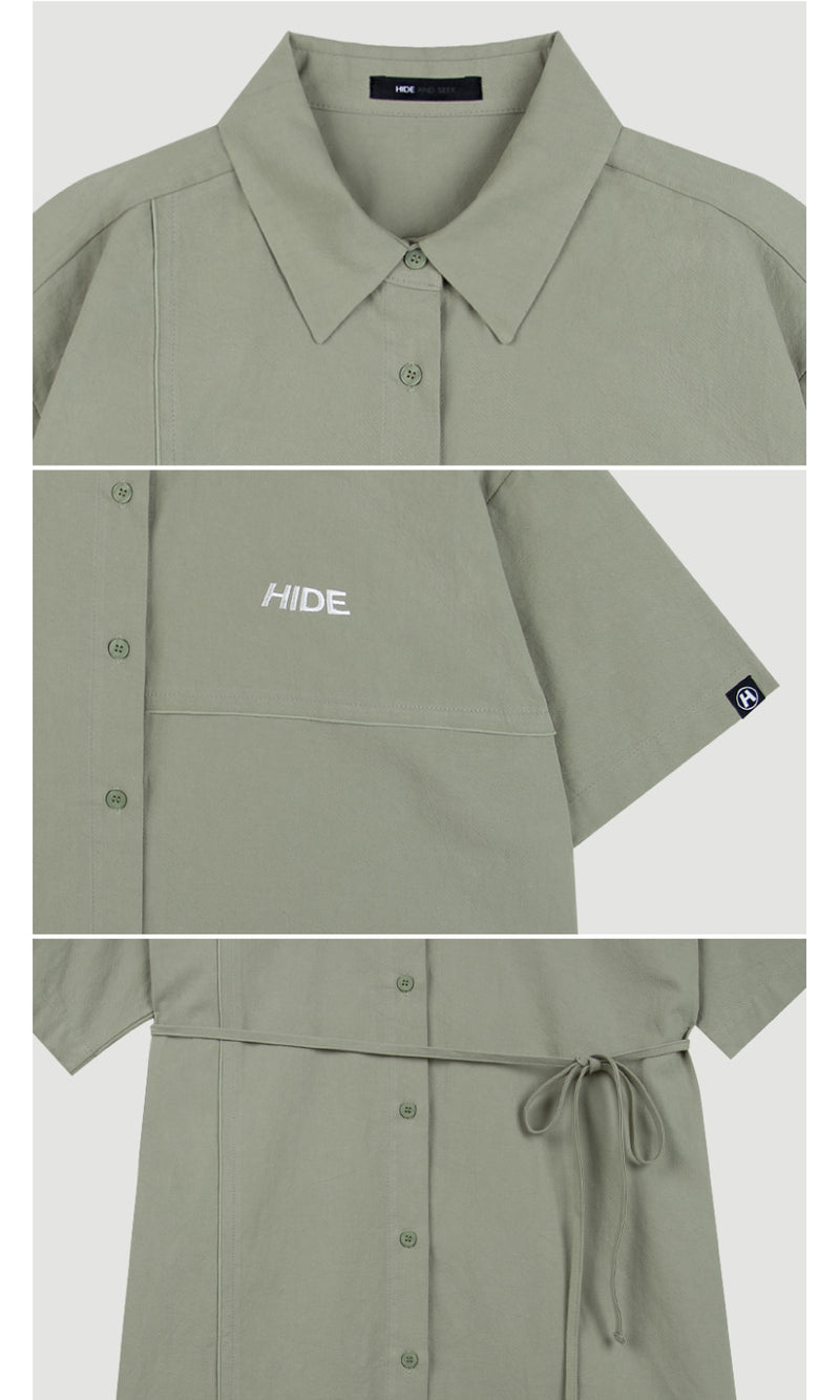 HIDE Cutting Half Sleeves Shirt (Light Khaki) (6570994565238)