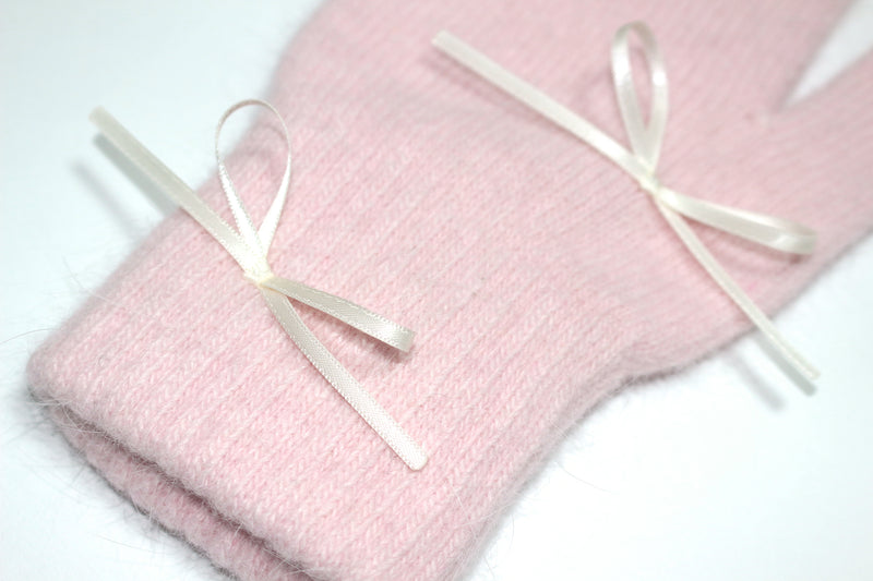 リボン アンゴラ ミトン グローブ / ribbon angora mitten (pink)