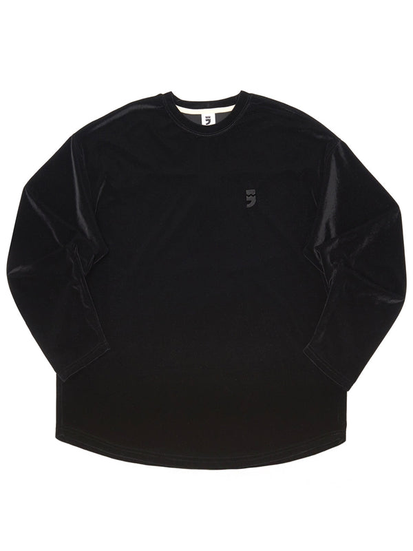DROP-SHOULDER VELVET TEE (Black) / ドロップショルダーベルベットTシャツ