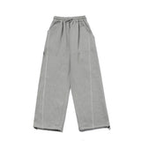[fleece]Stitched wide sweat pants [Melange]