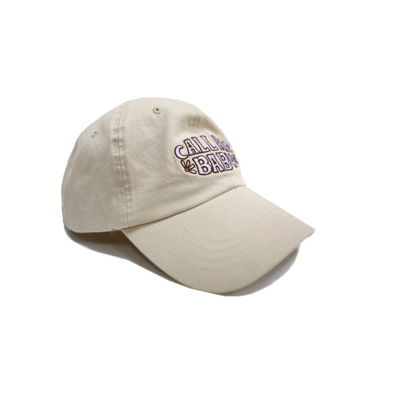 [Call me baby] ロゴ·ベースボール·キャップ / Baby Ball Cap (Beige/Lavender) (6626767241334)