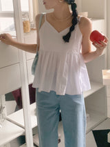 ディアシャーリングストラップキャミソールサマーブラウス / Dear shirring strap sleeveless sleeveless summer blouse (4 colors)