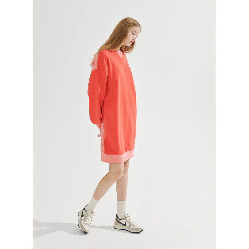 COLOR BLOCK STITCH JERSEY DRESS_CHERRY RED (6690127249526)