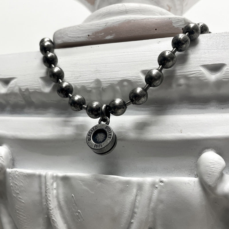 9mm ボールチェーン バレットバック ネックレス / [BLESSEDBULLET]9MM Ball chain BULLETBACK necklace