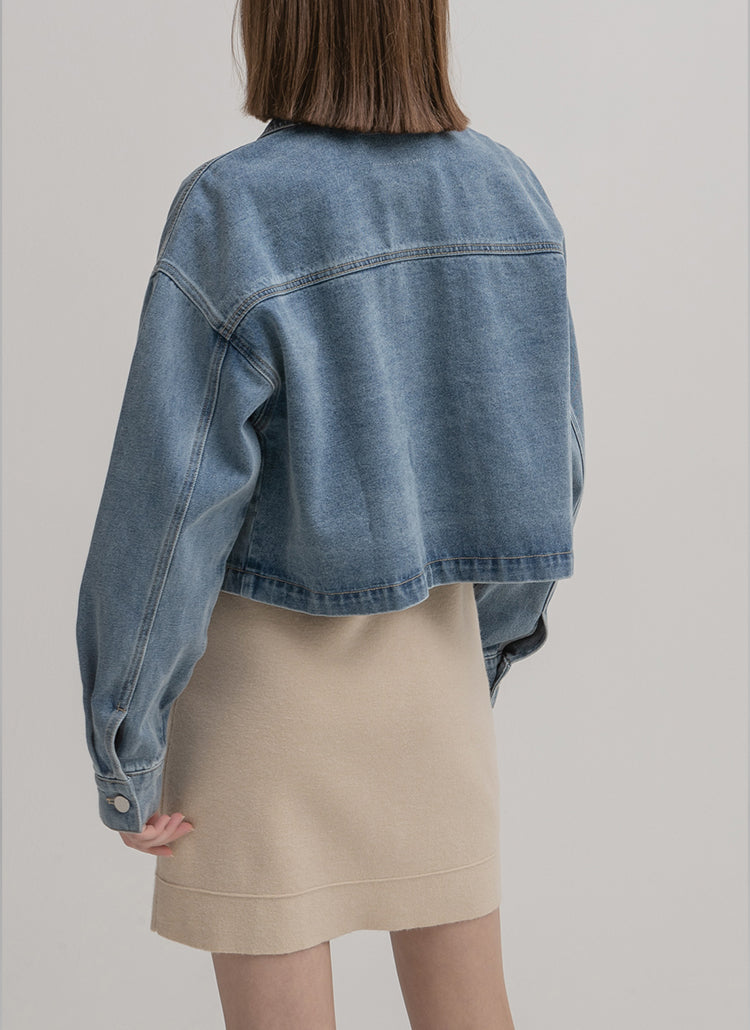 ユースセットアップクロップドビッグポケットデニムジャケット / (JK-2735) Youth Setup Cropped Big Pocket Denim Jacket