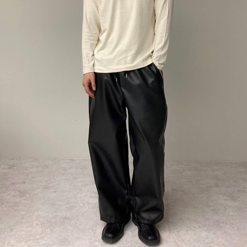 レザーストリングパンツ/leather string pants (2color)