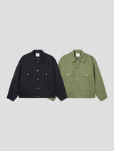 Two-pocket crop cotton jacket 2color