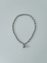 レイヤーチェーンボールネックレス / layer chain ball necklace - silver