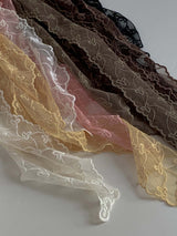 LACE EMOBROIDERY SCARF(IVORY, YELLOW, PINK, KHAKI, BROWN, BLACK 6COLORS!) (6688255705206)