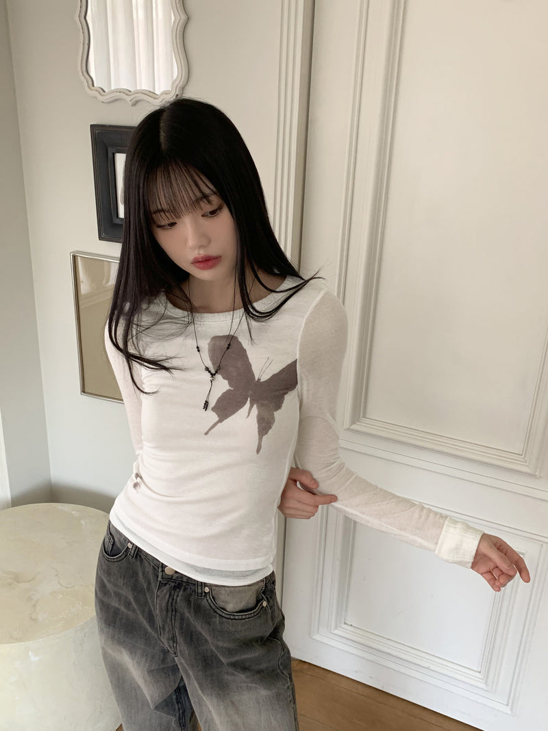 ルナバタフライプリントTシャツ / Luna Butterfly Printing T-Shirt