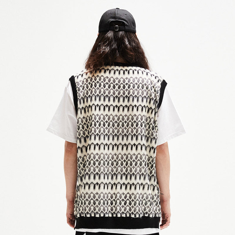 ミックスパターンベスト/Mix Pattern Vest / Black