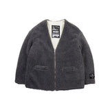 [UNISEX] Reversible Faux Fur Cardigan Coat (Grey) (6656668762230)