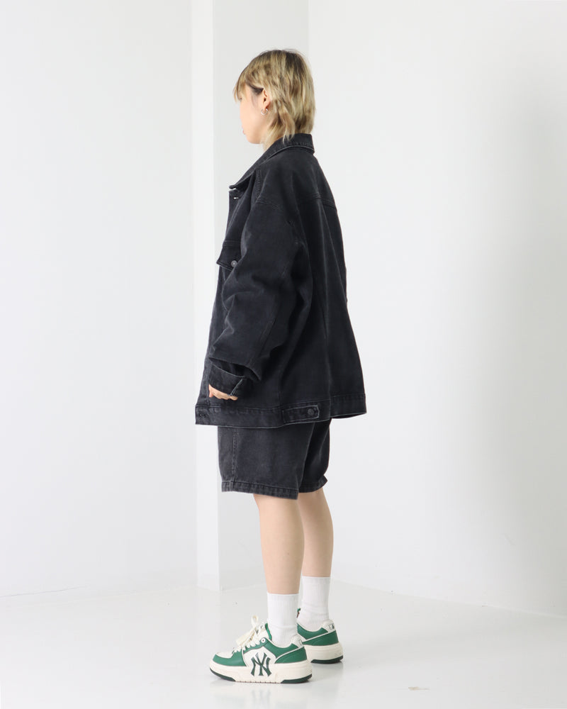 オーバーサイズブラックデニムジャケット / Unisex Oversize Black Denim Jacket