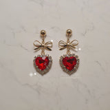 レッドハートアンドリボンイヤリング / Red Heart and Ribbon Earring (Momoland Nayun Earring)
