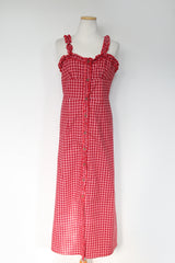 FRILL CHECK BUTTON DRESS(RED, NAVY 2COLORS!) (6559342297206)