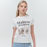 マルチーズアーカイブTシャツ/Maltese archive half sleeve tshirt women