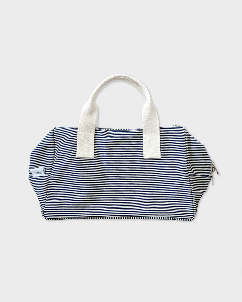 Stripe boston bag (navy) - Large