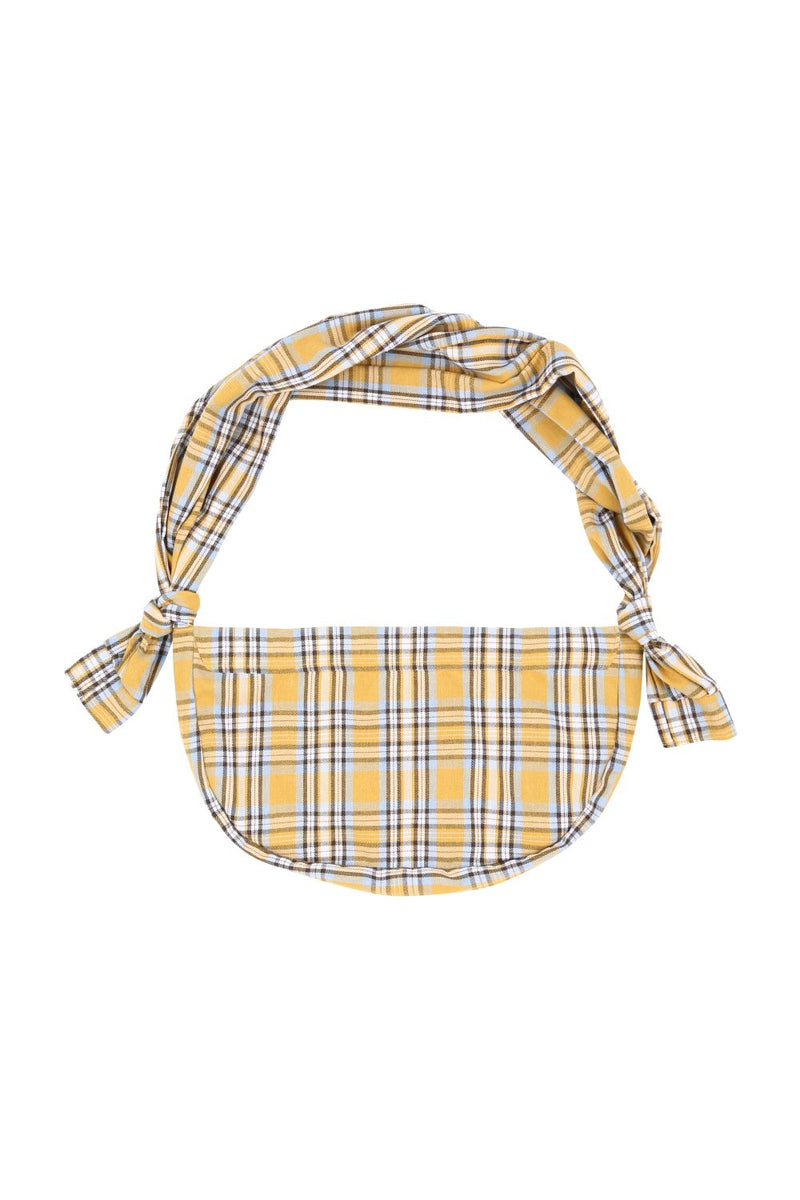 ノットチェックシャツメッセンジャーバッグ / knotted check shirt messenger bag