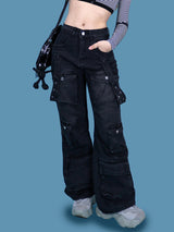 ghost pocket black cargo pants
