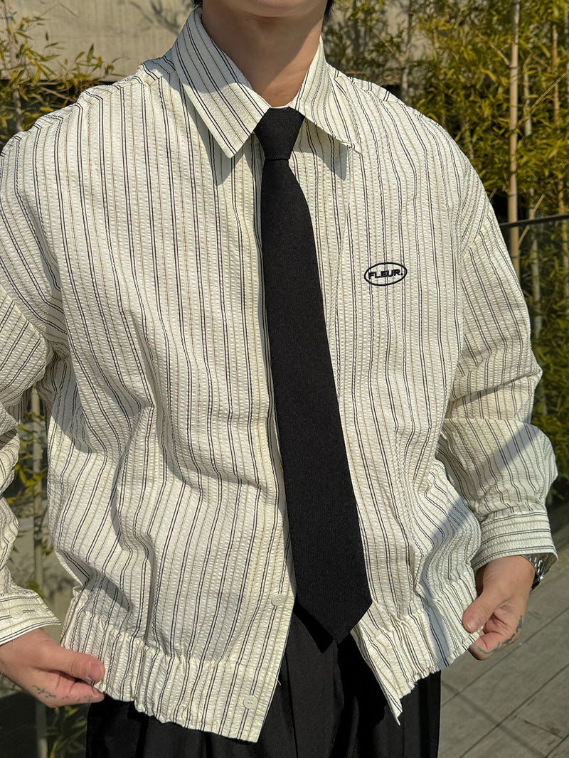 Pleddy Stripe Blouson Shirt (3color)