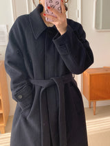 フォトウールベルトロングコート /(Quilted lining) photo wool belt long coat