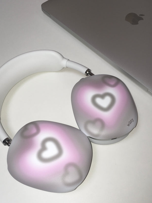 ブラッシュハートエアポッツマックスケース / witty blush heart airpods max case (gray+pink)